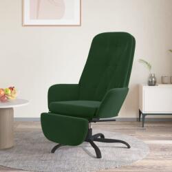 vidaXL Scaun de relaxare cu taburet, verde închis, catifea (3097643)
