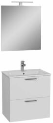 SIKO Vitra Mia fehér fürdőszobaszekrény 59cmx39, 5cm, mosdóval, tükörrel, lámpával, középen csaplyukkal