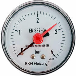 Hátsó csatlakozású nyomásmérő D63mm, 1/4", 0-4bar