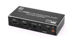 Thunder Germany Thunder SWD-201, 2x1 4K HDMI kapcsoló, audio leválasztó (453-4K0201A)