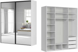 BRW Гардероб flex 201 / 66 / 240 см бял с огледало и плъзгащи врати (f57-szafa_zestaw_90-bi/sz)