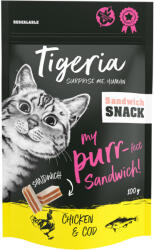 Tigeria 3x100g Tigeria Sandwich Snack csirke & tőkehal macskasnack