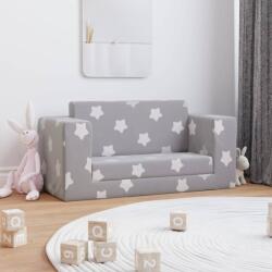 vidaXL Canapea pentru copii 2 locuri, gri deschis cu stele, pluș moale (341851) Canapea