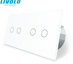 LIVOLO C72108RW LIVOLO távirányítós dupla alternatív érintőkapcsoló, 250V 5A, fehér kristályüveg (C72108RW)
