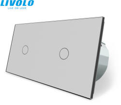 LIVOLO C72101RS LIVOLO dupla 101-es távirányítós egysarkú-egypólusú érintőkapcsoló, 250V 5A, ezüst kristályüveg (C72101RS)