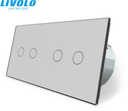LIVOLO C72108RS LIVOLO távirányítós dupla alternatív érintőkapcsoló, 250V 5A, ezüst kristályüveg (C72108RS)