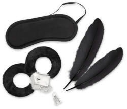 Crushious Visul Indragostitilor Set Bondage pentru Incepatori Negru Include Catuse Pene Tachinare si Masca