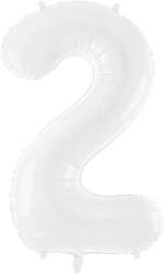 PartyDeco Фолиев балон за рожден ден, число 2 - бял, 86 см