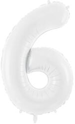 PartyDeco Фолиев балон рожден ден, цифра 6, бял, 86см