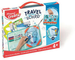 Maped Kreatív készségfejlesztő tábla, átlátszó, törölhető, utazótáskával, MAPED CREATIV, "Travel Board", állati móka (IMAC969310) (IMAC969310)