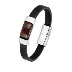 BeSpecial Bratara piele naturala cu Ochi de Tigru si inchizatoare din inox (BATI0056_23)