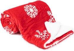 4-Home Pătură imitație de blăniță roșu cu fulgi, 150 x 130 cm