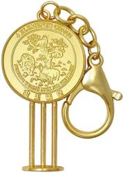  Breloc Bogăție Superioară, amuletă feng shui pentru activarea bunăstării familiei, metal solid auriu 12.5 cm