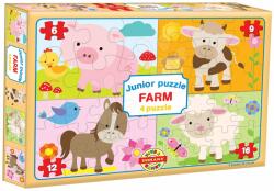 Dohány Puzzle Junior Farm 4 Dohány Animale domestice 6-9-12-16 piese de la vârsta de 24 de luni (DH502090)