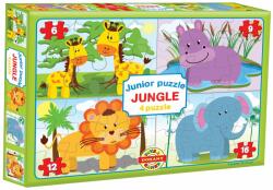 Dohány Puzzle Junior Jungle 4 Dohány Animale din junglă 6-9-12-16 piese de la vârsta de 24 de luni (DH502100)