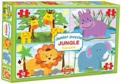 Dohány Puzzle Junior Jungle 4 Állatok a dzsungelből Dohány 6-9-12-16 darabos 24 hó-tól (DH502100)