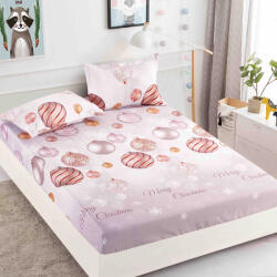 Jojo Home Husa de pat cu elastic Craciun, globuri roz 180x200cm D049 (D049)