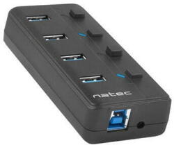 NATEC Hub Usb 3.0 Mantis 2 4-ports With Switch+power Supply (nhu-1557) - pcone