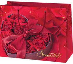 Cardex Vörös rózsa mintás közepes méretű exkluzív ajándéktáska 18x10x23cm (40449) - innotechshop