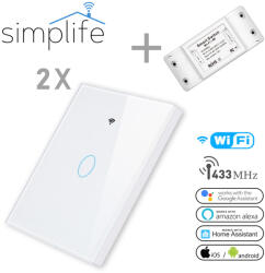 Simplife okos 1 csatornás vezeték nélküli váltókapcsoló csomag (WiFi + RF) - fehér VNK-2W-pack