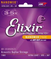 Elixir 11002 NANOWEB 80/20 akusztikus gitár húrkészlet 10-47