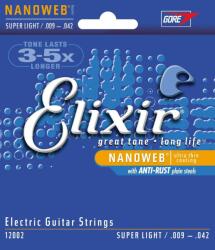 Elixir 12002 NANOWEB elektromos gitár húrkészlet 9-42