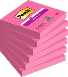 3M Öntapadó jegyzettömb, 76x76 mm, 6x90 lap, 3M POSTIT "Super Sticky", pink (LP6546SSPNK6) - officesprint