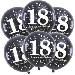 Balloons4party Set 6 baloane negre 18 ani Happy Birthday 30 cm