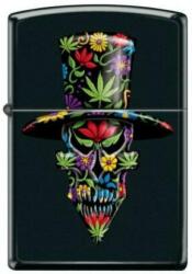 Zippo Brichetă Zippo Skull With Flowers and Cannabis Leaves 4362 4362 Bricheta