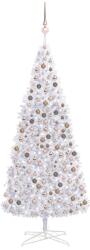 vidaXL Set brad Crăciun artificial cu LED-uri & globuri, alb, 400 cm (3077839)