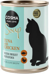 Cosma 6x100g Cosma Soup Tonhal, csirke & édesburgonya nedves macskatáp