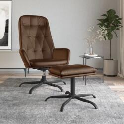 vidaXL Scaun de relaxare cu taburet, maro lucios, piele ecologică (3097653)
