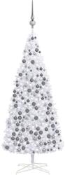 vidaXL Set brad Crăciun artificial cu LED-uri & globuri, alb, 400 cm (3077887)