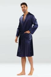 DKaren Christian férfi szatén fürdőköpeny, sötétkék, L