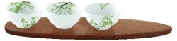 Easy Life Design Porcelán 3db-os tálkaszett akácfa tálcán - 40x10, 5cm - Natura