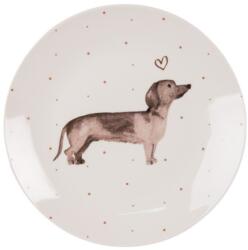 Clayre & Eef Porcelán desszertes tányér - 20cm - Dachshund Love