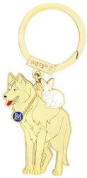 Breloc prieteni secreți cu Iepure și Câine, amuletă feng shui pentru noroc și bogăție, metal solid de calitate auriu