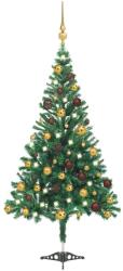vidaXL Műkarácsonyfa LED fényekkel és gömb szettel 120 cm (3077487)