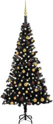 vidaXL Fekete műkarácsonyfa LED fényekkel és gömb szettel 180 cm (3077504)