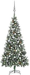 vidaXL Műkarácsonyfa LED fényekkel gömb szettel és tobozokkal 210 cm (3077897)