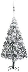 vidaXL Műkarácsonyfa LED fényekkel gömbö szettel és pelyhes hóval 300 cm (3077890)