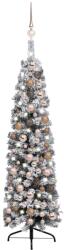 vidaXL Vékony műkarácsonyfa LED fényekkel és gömb szettel 150 cm (3077856)