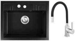 FERRO Set chiuveta granit Ferro , 1 cuva grafit, 58x48, cu baterie flexibila Ferro neagra (DRGM1/48/58BA+BZA4B)