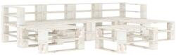 vidaXL Set mobilier din paleți, 7 piese, alb, lemn 3052175