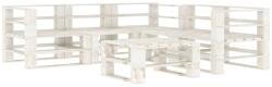 vidaXL Set mobilier din paleți, 6 piese, alb, lemn 3052182