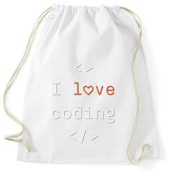 printfashion I love coding, szeretek programozni - Sportzsák, Tornazsák - Fehér (11172038)