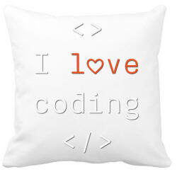 printfashion I love coding, szeretek programozni - Párnahuzat, Díszpárnahuzat - Fehér (11173508)