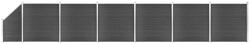 vidaXL Set de panouri de gard, 1138x(105-186) cm, negru, WPC (3070442) - vidaxl