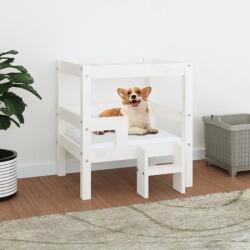 vidaXL Pat pentru câini, alb, 55, 5x53, 5x60 cm, lemn masiv de pin (822368) - vidaxl
