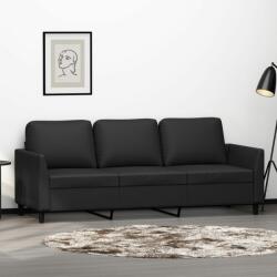 vidaXL Canapea cu 3 locuri, negru, 180 cm, piele ecologică (348923) Canapea